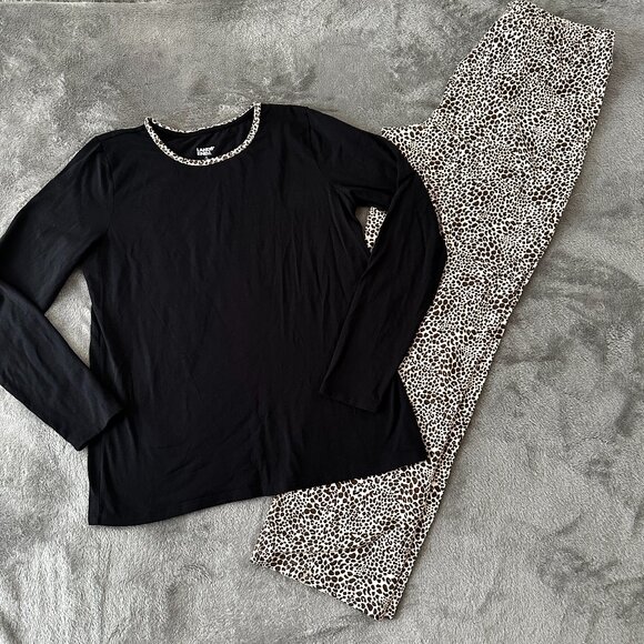 Lands' End Pajamas Set Medium 10/12 Women's Animal Print Pants Shirt - Picture 1 of 6